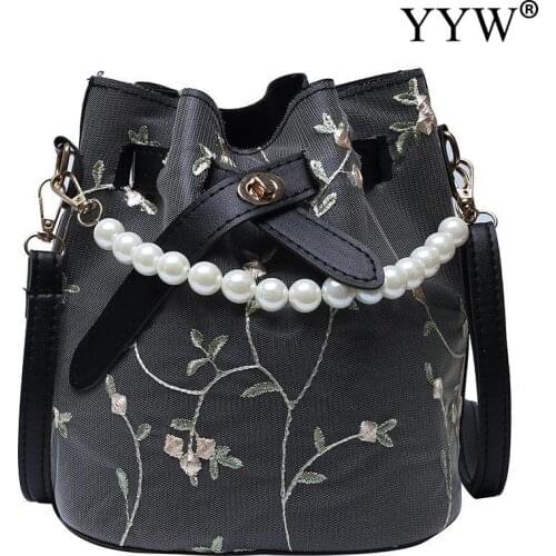 Fashion Floral Women Handbag Shoulder Bag Bucket Bag With Pearl Exquisite Design High Quality For Ladies Wedding Party Handbag