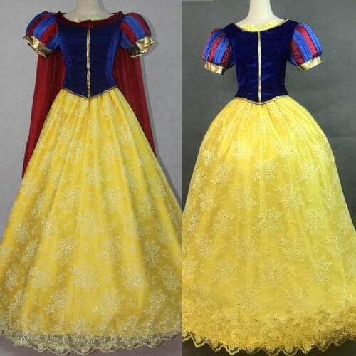 Cartoon Princess Snow Role-playing Dress With Red Cloak Halloween Masquerade Cosplay Costume Adult Women Party Gown