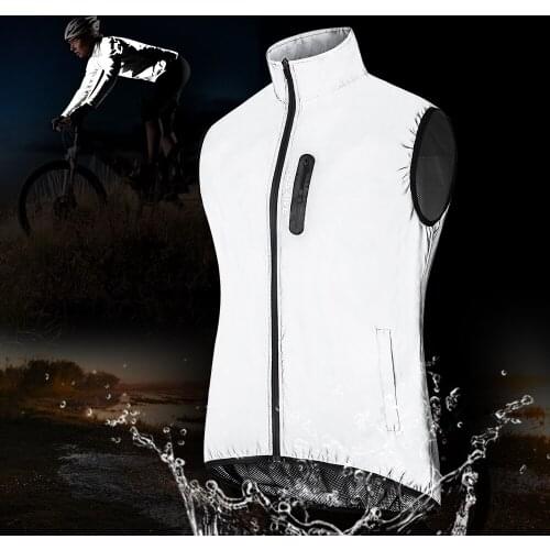 WOSAWE Mens Reflective Safety Cycling Vest MTB Lightweight Water repellent Windproof Vest Mesh Sleeveless Jacket Running Vest