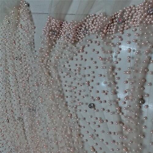 New Design African Net Lace Fabric Mesh Tulle Lace with full beads Nigerian French Guipure Lace Fabric for women dress