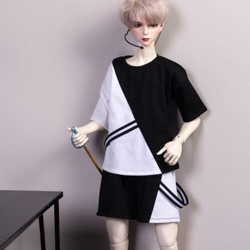 BJD Doll Clothing is suitable for 1/3 1/4 SD13 17 Uncle fashion new monochrome T short sleeves beveled/flat or monochrome shorts