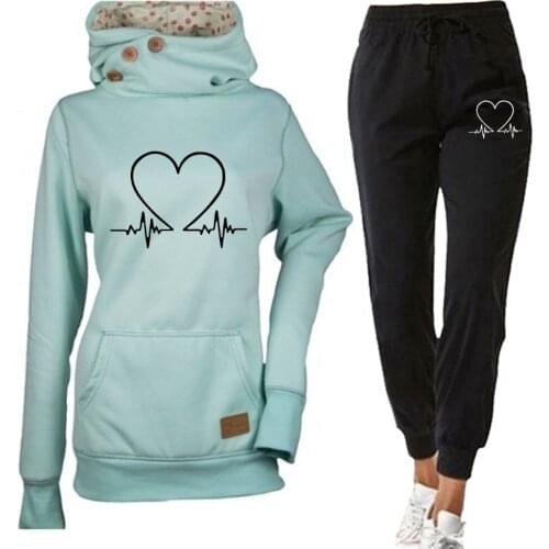 Casual Tracksuits Women Two Pieces Set Hooded Hoodies Sweatshirt Jogger Pants Suits 2021 Female Autumn Spring Outfits Clothing
