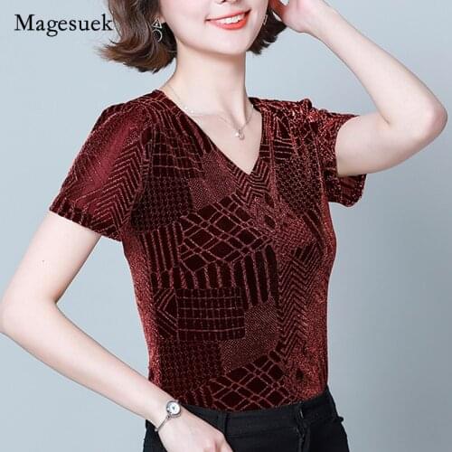 Casual Short Sleeve Elastic Ladies Tops 2021 Summer Plaid Striped Women T-shirt Fashion Thin T-shirts Female Clothing 14084