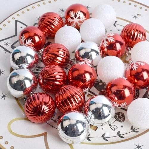 Christmas decoration supplies scene layout pendant 4CM painted Christmas balls barreled mall decoration hanging ball 24