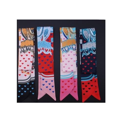 100*5cm New Love Lock Printing All-match Silk Scarf Fashion Printing Tie Bag Ribbon Scarf Shawl