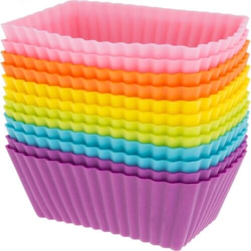 Silicone Cake Mold 2PC Kitchen Craft Cake Cup Chocolate Liners Baking Cupcake Cases Muffin Cake Rectangle DIY Wholesale