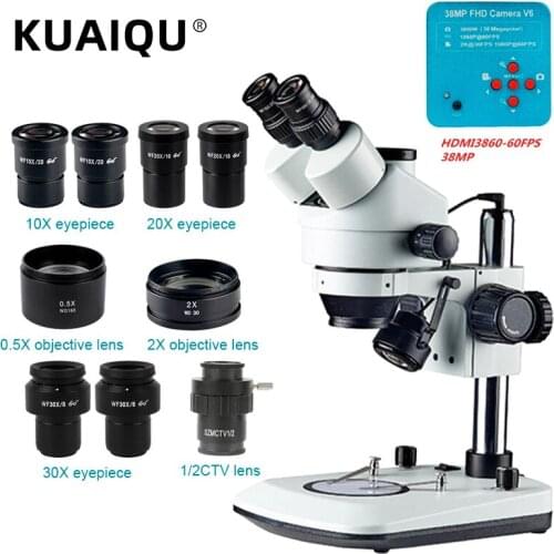 3.5X-270X 180X 90X 7X-45X Continuous Zoom Simul Focal Stereo Trinocular Microscope HDMI 38MP Microscope Camera For Repair Phone