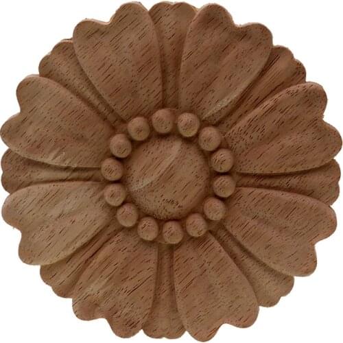 VZLX HOT Rubbe Round Wood Carved Applique Retro Furniture Crafts Decor Wooden DIY Letters Vintage Home Decoration