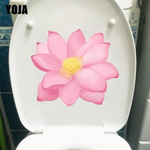 YOJA 21.6X19.3CM Blooming Lotus Cartoon Plant WC Toilet Seat Stickers Home Room Wall Decor T1-1310