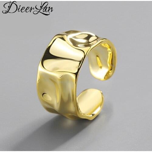 Genuine 100% Silver Color Irregular Chain Rings for Women Simple Solid Silver Rings Party Vintage Jewelry