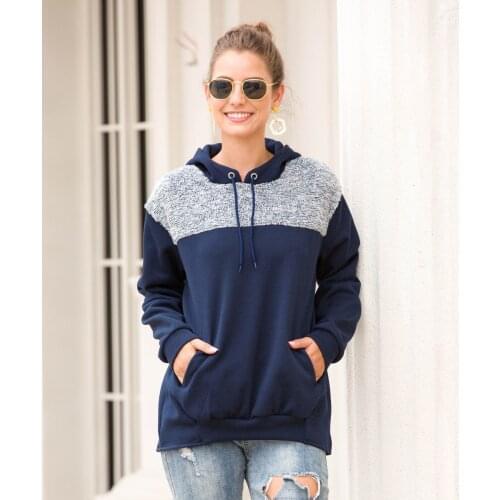 Women Loose Wild Sweatershirts Patchwork Pullover Sweatershirts Female Stitching Plush Hooded Autumn and Winter New Fashion Size