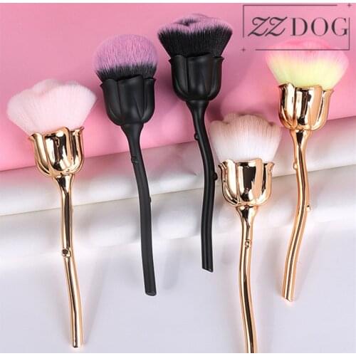 ZZDOG 1Pcs Large Rose-Shape Natural Hair Powder Makeup Brush Petal Soft Hair Professional Cosmetic Beauty Tools Precious Gift