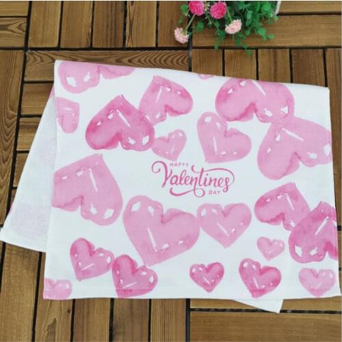 1pc Valentines Day Cotton Dish Towel Eco Printed Tea Towels Napkin Kitchen Cleaning Cloth 45x70cm 17.7"x27.6"