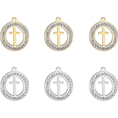 10pcs/Lot High Qualtiy Stainless Steel Crosses Zircon Charms Pendants for DIY Making Necklace Bracelet Fashion Jewelry 20*28mm