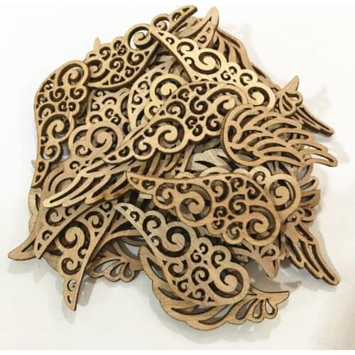 10pcs Wing Shape Wooden Pieces Cutouts Craft Embellishments Wood Ornament Manual Accessories for DIY Art