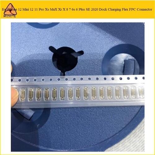 10Pcs USB Port Dock Charging FPC Connector on Logic board for iPhone 12 Mini 12 11 Pro Xs Max Xr X 8 7 6s 6 Plus SE 2020