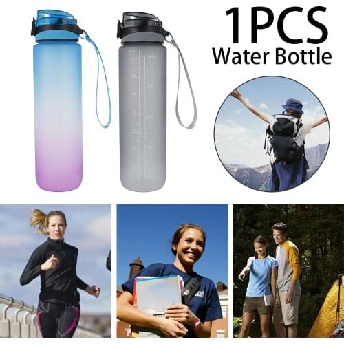1L Outdoor Sports Water Bottle Time Marker Leakproof Motivational Travel Water Cup Portable Gym Drinking Cup Fruit Juice Bottle