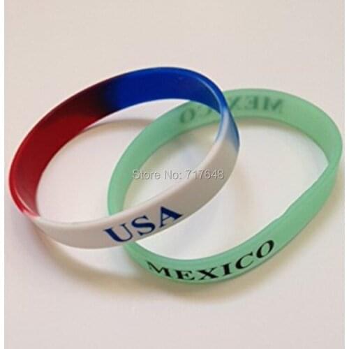 300pcs usa mexico wristband silicone bracelets cuff wrist bands free shipping by FEDEX