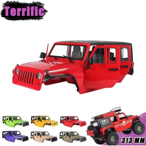 313mm Wheelbase Jeep Wrangler JK Rubicon 4 Door Hard Plastic Body Shell Kit for 1/10 RC Crawler Car TRX4 Axial SCX10 90046 90047