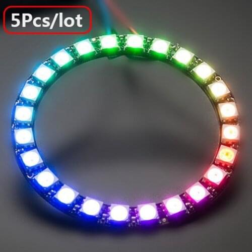 5pcs/lot New Arrival 24 Bits LED Ring 16 x WS2812 5050 RGB LED with Integrated Drivers Free Shipping