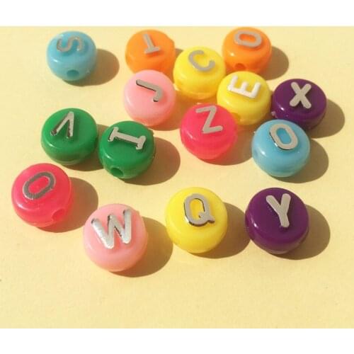 7 Colors 6*10mm Coin Round Acrylic Letter Beads 1600pcs Plastic DIY Jewelry Loose Lucite Bracelet Spacer Beading Material