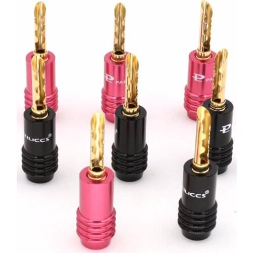 8pcs pailiccs banana plug Brass gold plated banana head speaker cable connector/adapter