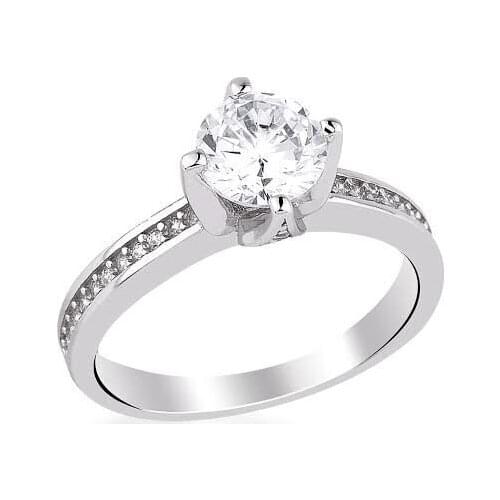 925 Sterling Silver Solitaire Ring with Zircon Stone