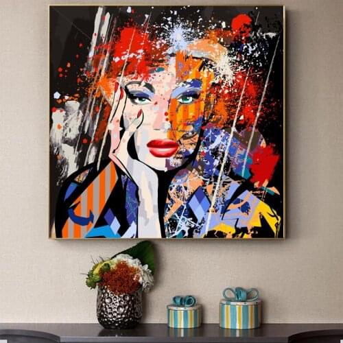 Abstract Graffiti Art Figure Woman Oil Painting Canvas Art Pictures for Living Room Wall Art Posters Prints Home Cuadros Decor