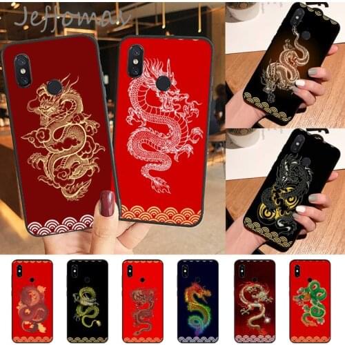 Red Chinese Dragon art Phone Case For Xiaomi Redmi Note 4 4x 5 6 7 8 pro S2 PLUS 6A PRO