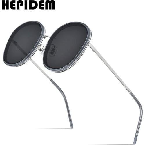 HEPIDEM Round Sun Glasses for Women 2020 Luxury Brand Fashion High Quality Alloy Acetate Sunglasses Men with Nylon Lens 9135