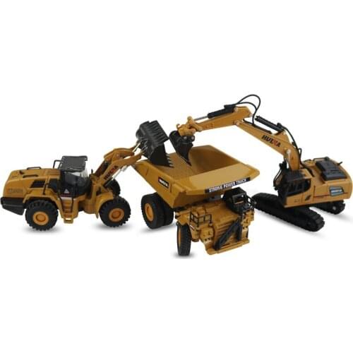 Huina 3PCS/set Engineering vehicle Models High simulation Diecast Alloy 1:60 Excavator Dumper truck Wheel loader Allo Toys