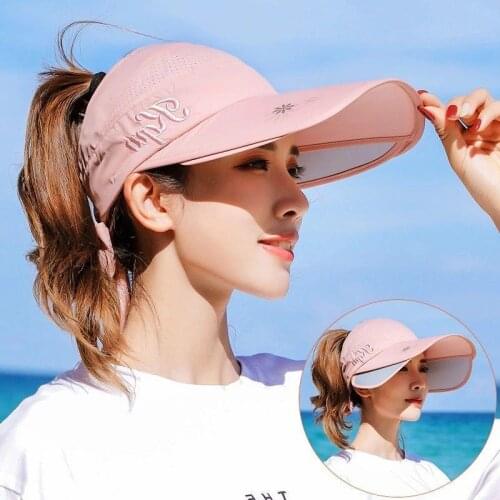 Summer Sun Hat Visor Caps Female Scalable Brim Empty Top Baseball Cap UV Protection Beach Sun Visor Hats for Women Chapeau Femme