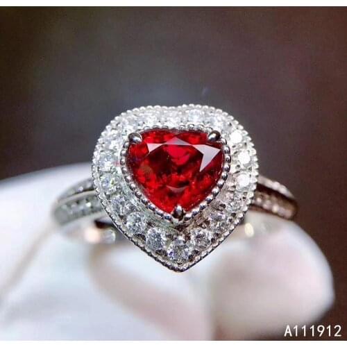 KJJEAXCMY fine jewelry natural garnet 925 sterling silver adjustable gemstone women ring support test luxury