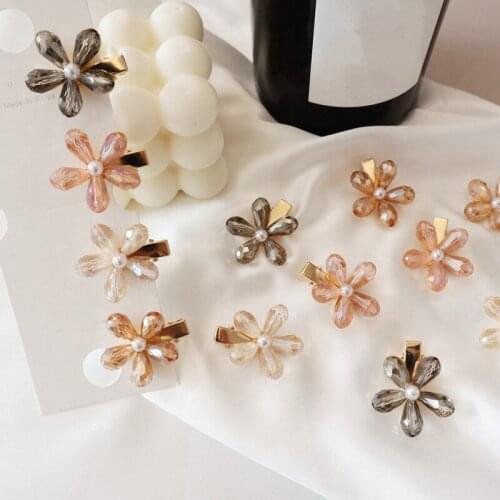 Korean Chic Pearl Flower Hair Pins Vintage Barrettes Hair Clips Crystal Metal Hair Accessories Hairgrip For ladies