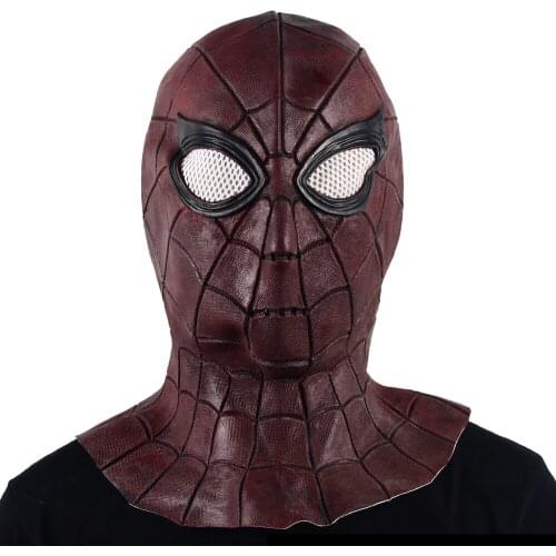 Red Spider Latex Full Head Mask Superhero Costume Props Halloween Movie Cosplay Fancy Dress Accessories