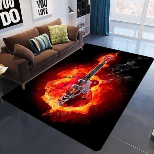 Creative Flame Skull/Guitar Pattern Carpets For Living Room Bedroom Decor Floor Mats skull 3D Printing Halloween Party Area Rugs