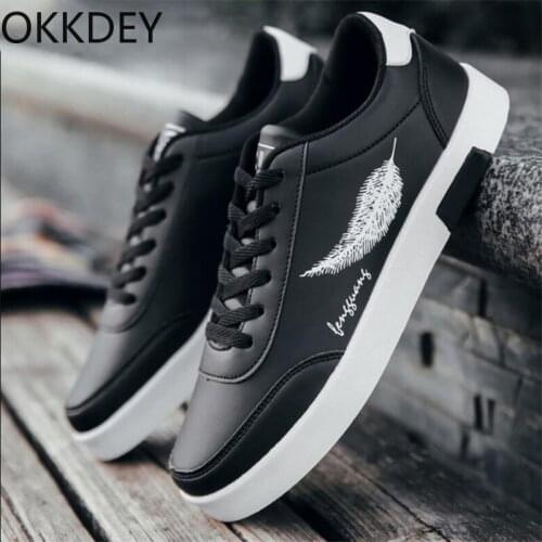 Okkdey 2020 New Spring Autumn Men Shoes Fashion Breathable feather Print Shoes Lace up Flats Shoes Sneakers Casual Shoes L014