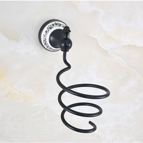 Black Oil Rubbed Brass Hair Dryer Holder Wall Mounted Dryer Holder Bathroom Accessories Bath Hardware Ceramic Base mba768