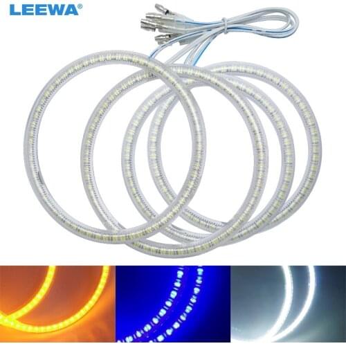 LEEWA 3-Color Car LED Halo Rings Angel Eyes DRL Head Lamp For Lada Priora Light White/Blue/Yellow 2x106mm,2x115mm #CA1099