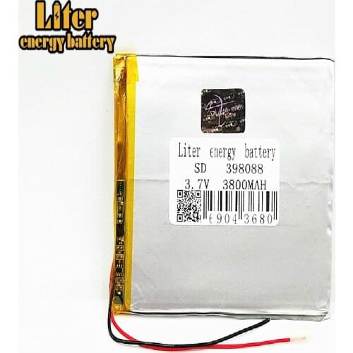3.7v li po li-ion batteries 3.7V polymer lithium battery 398088 3800mAh Rechargeable Battery For Tablet PC DVD PDA MID iPad