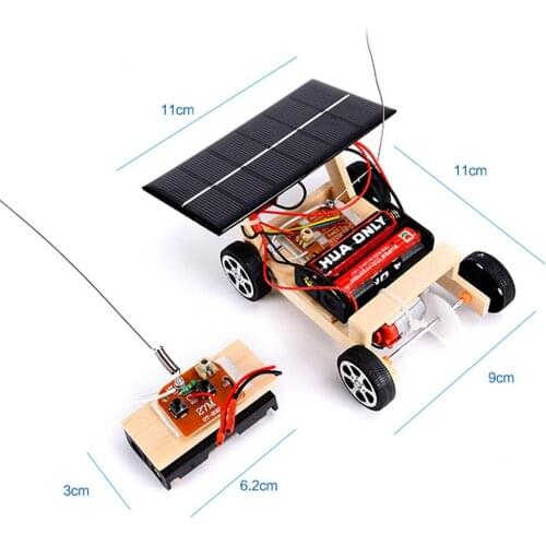Micro rc car Wooden DIY Solar energy remote control rc cars for boys age 8-12 4wd 1/10 education toy kids toy gift nitro engine