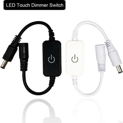 Mini Touch Dimmer Switch DC 12V-24V 5A for LED Light Bars LED Strips DC Barrel Cable Touch On Off White Black