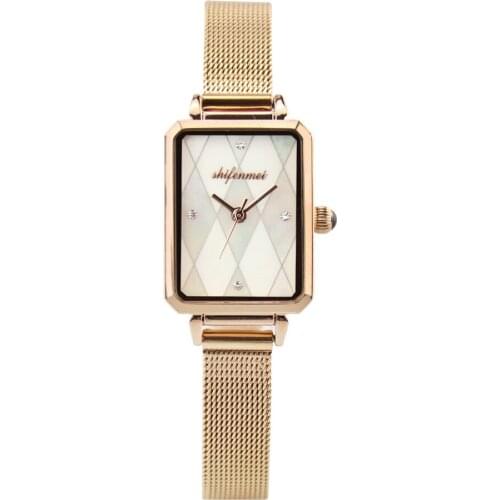 Ms SHIFENMEI new small square table fashion fritillary bulb light drill luxury watches