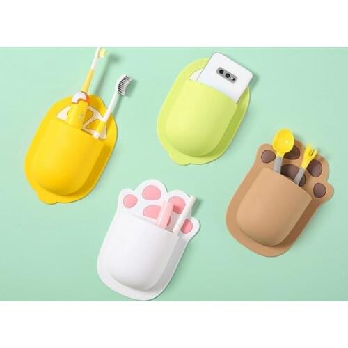 Cartoon Cute Silicone Wall-mounted Comb Toothbrush Holder Bathroom Storage Rack