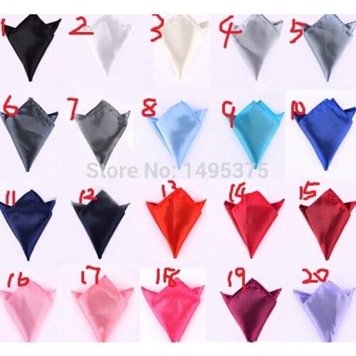 180pcs/lot Mens suit Satin Pocket Square Hankerchief Hanky Plain Solid Color