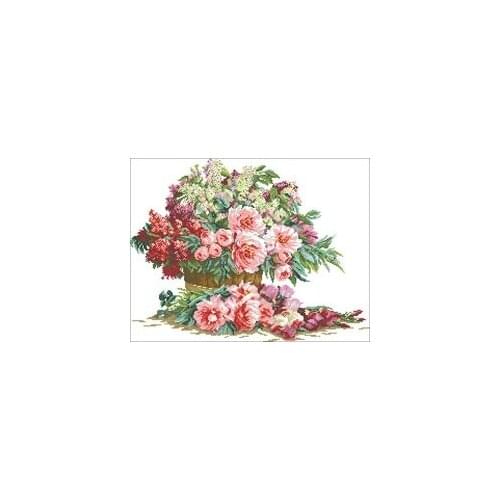 YIXIAO Counted Cross Stitch Kit Cross stitch RS cotton with cross stitch Lanarte 34806 a basket of roses