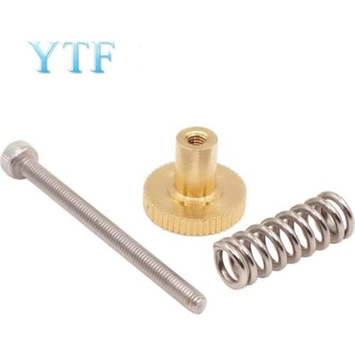 4set 3D Printer Parts Ultimaker 2 Hot Bed Leveling kit UM2 Knob M3 Screw Spring Hand Screw Fixing Nut Screw Heatbed kit