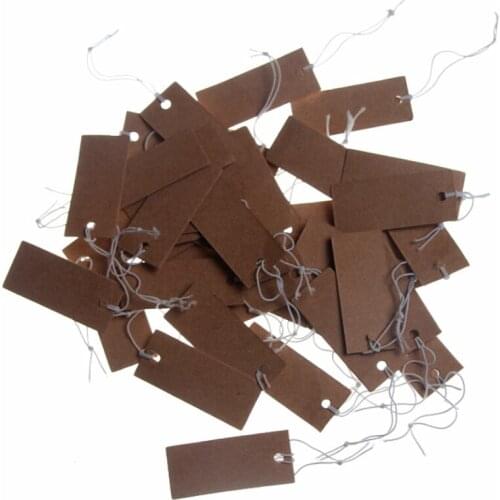 22x13mm 100pcs New Rectangular Paper Price Tag Brown Blank String Watch Jewelry Price Display Cards Promotion Label For Sales