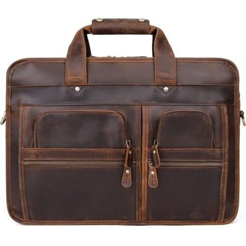 17" Laptop Briefcase Bags Man Business Vintage Travel Casual Tote Hand Bag Male Shoulder Crossbody Bag Male