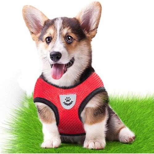 Dog leash vest pet chest strap set mesh breathable reflective vest style collar dog rope pet supplies 4 color hot sale harnesses